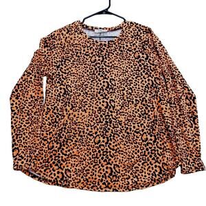 Zenana XL top BRIGHT orange black Leopard Cheetah animal print Long Sleeve